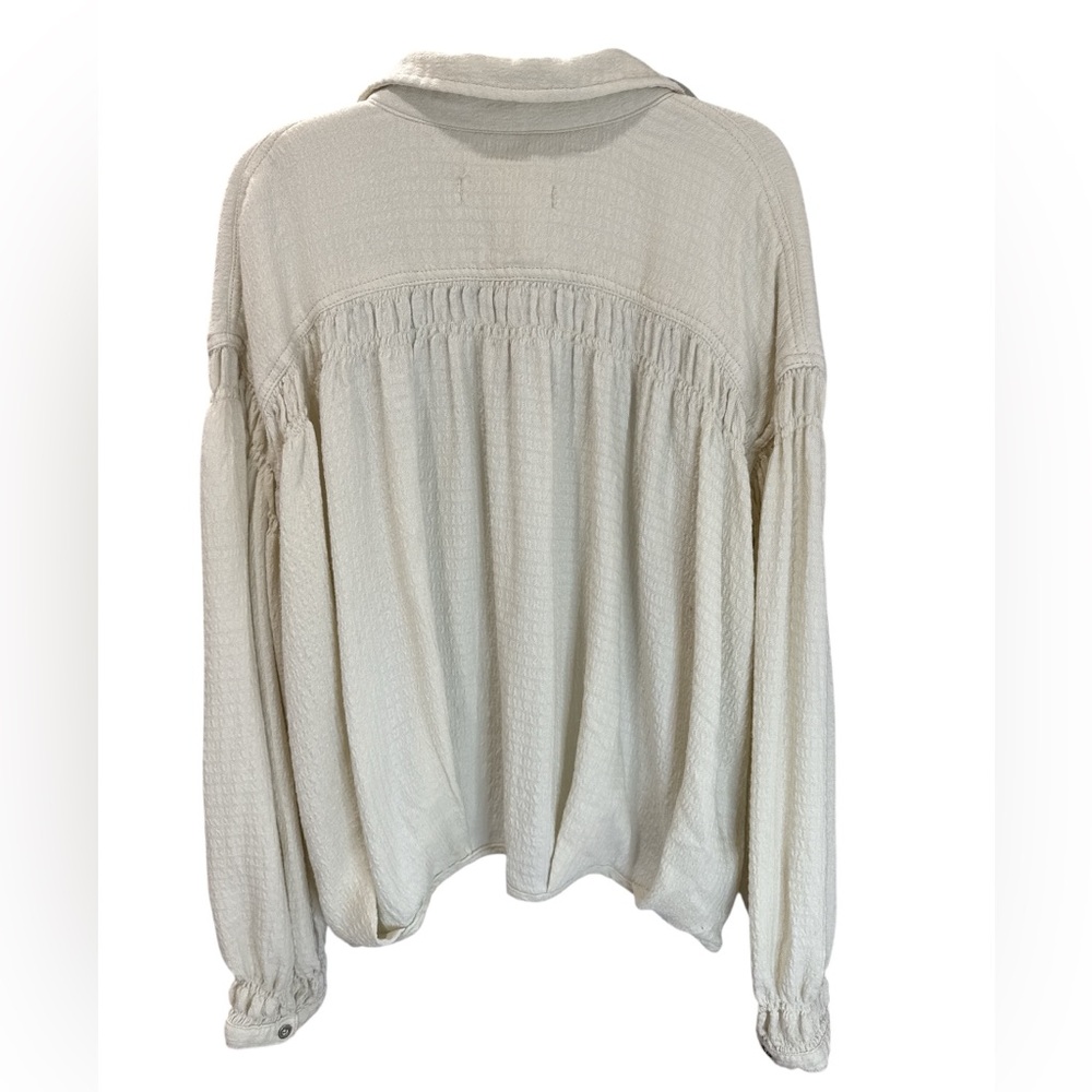 We The Free Ivory Rockaway Oversized Crop Shirt Medium - Picture 6 of 11